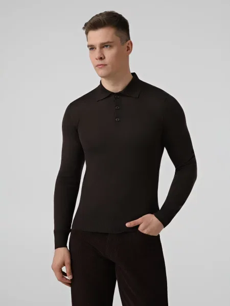 Вовняне Поло Emporio Armani коричневий