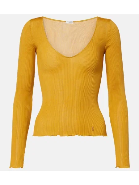 Top Saint Laurent de mătase galben