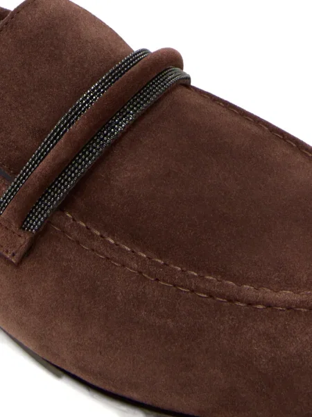 Semišové loafers Brunello Cucinelli s korálky hnědé