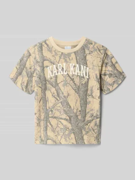 Koszulka z nadrukiem logo krój regular fit Karl Kani beżowa