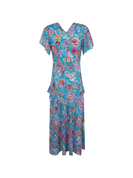 Rochie Rixo cu model floral cu imagine albastru