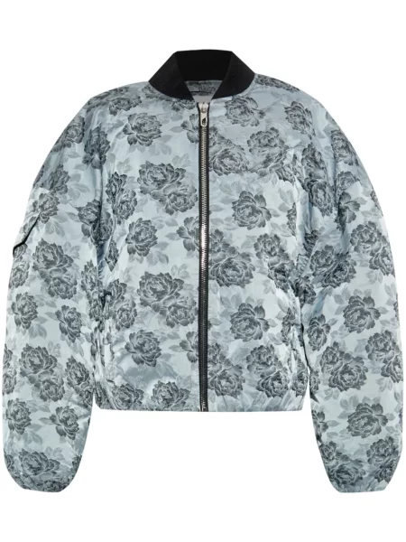 Geacă bomber Ganni cu model floral albastru
