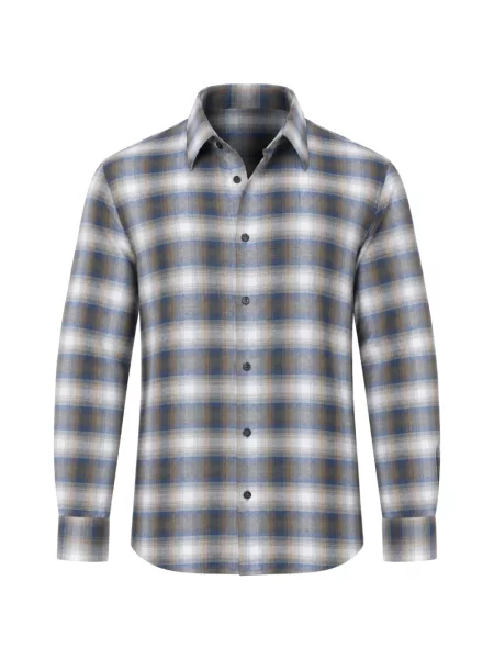 Lung cămașă Armani Exchange în carouri cu imagine albastru