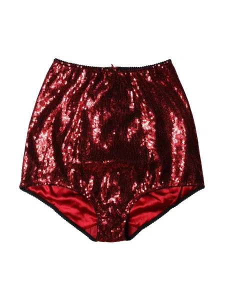 Majtki Dolce And Gabbana z cekinami z wysoką talią czerwone