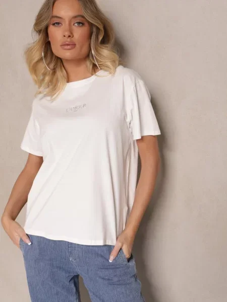 T-shirt z Napisem Marivetha biały