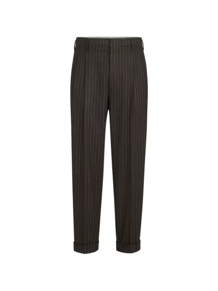 Pantaloni Brunello Cucinelli de lână cu dungi maro