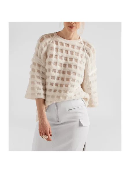 Dzianinowy sweter Genny biały