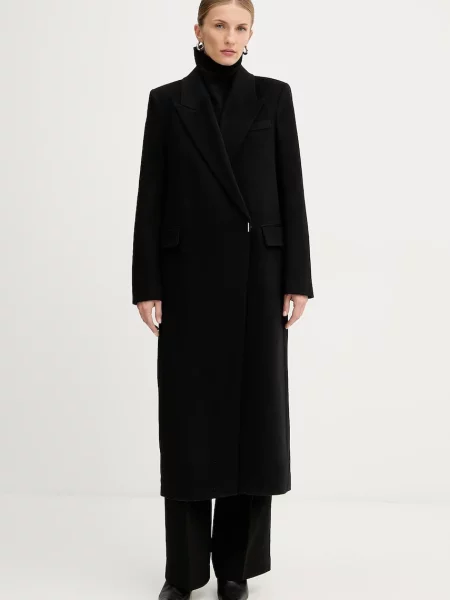 Кашмирено палто BOSS черно