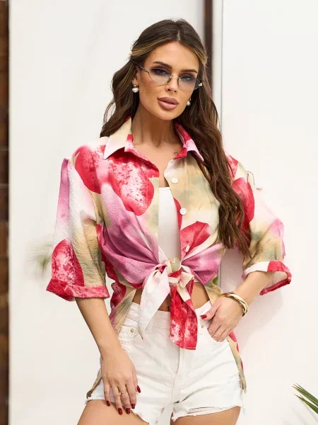Лляна Сорочка повсякденна ISSA Plus мультиколор