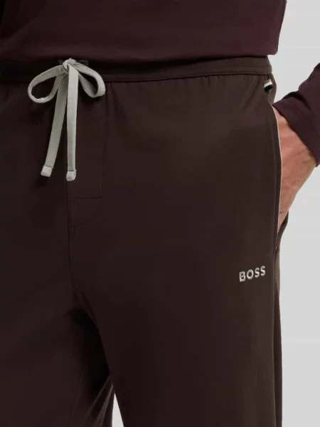 Spodnie dresowe o kroju regular fit z mieszanki bawełny model Mix&Match' Boss brązowe