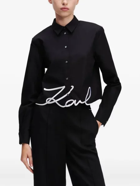 Cămașă Karl Lagerfeld cu broderie negru