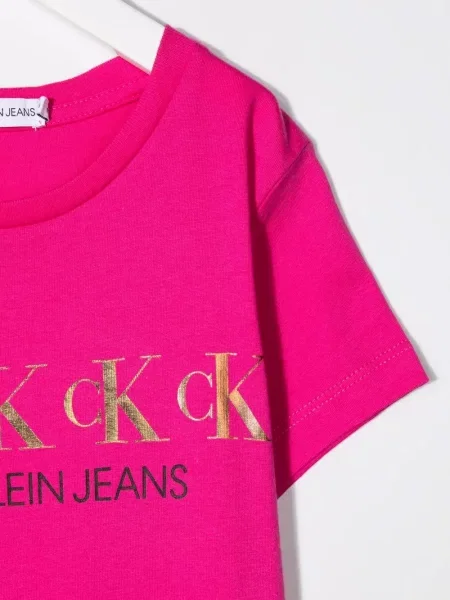 Sukienka koszulowa dziecięca Calvin Klein różowa