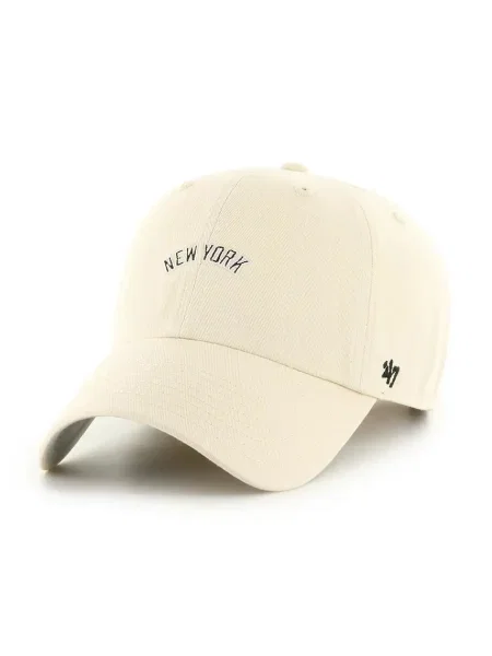 Шапка с козирка 47 brand MLB New York Yankees с изчистен дизайн бежово