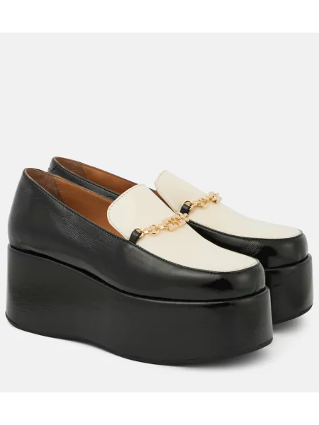 Pantofi loafer Ganni din piele cu platformă negru
