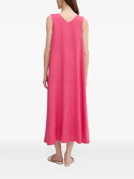 Rochie midi Benetton cu decolteu în V roz