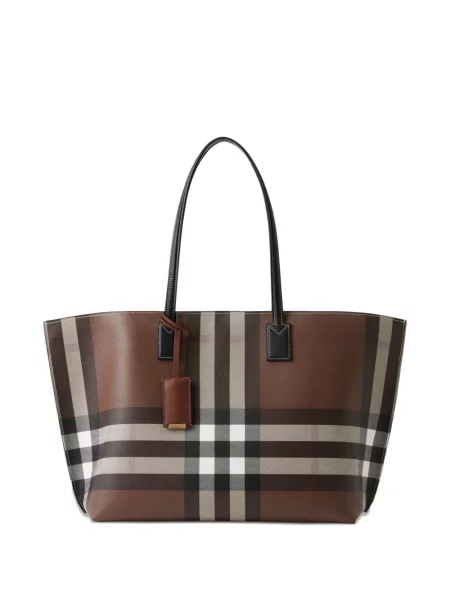 Geantă Burberry în carouri maro