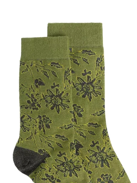 Șosete Momoni cu model floral din jacard verde