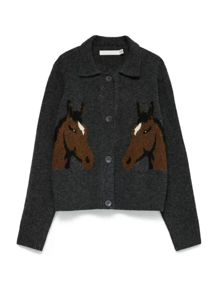 VERO MODA Geacă tricotată VMCavallo ciocolatiu / închis gri