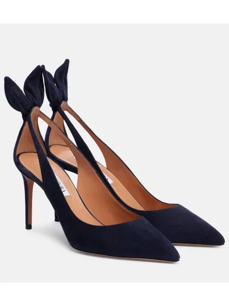 Semišové lodičky Aquazzura s mašlí modré
