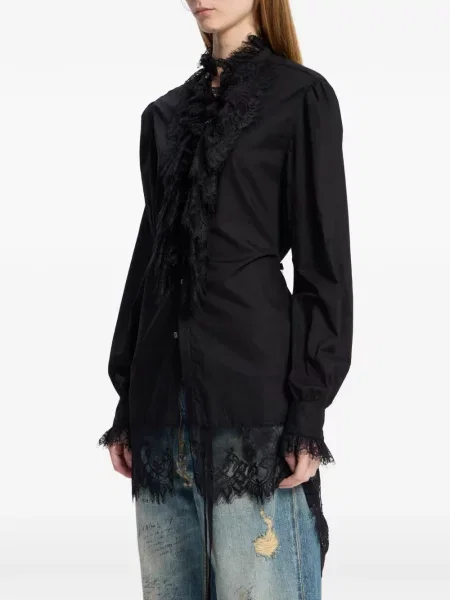 Cămașă Ann Demeulemeester cu volane din dantelă negru