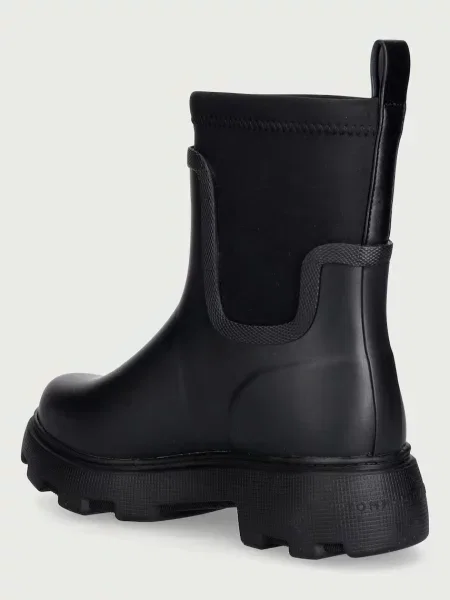 Tommy Hilfiger гумени ботуши дамски TH STAMP WARM ANKLE RAIN BOOT черно