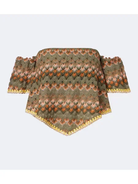 Top La Doublej cu broderie verde