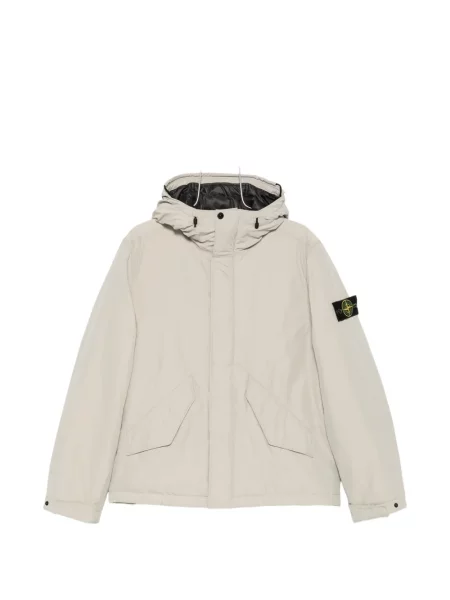 Geacă Stone Island cu glugă cu strasuri gri
