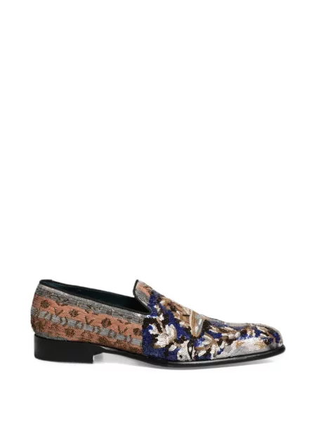 Haftowane loafersy Dolce And Gabbana niebieskie