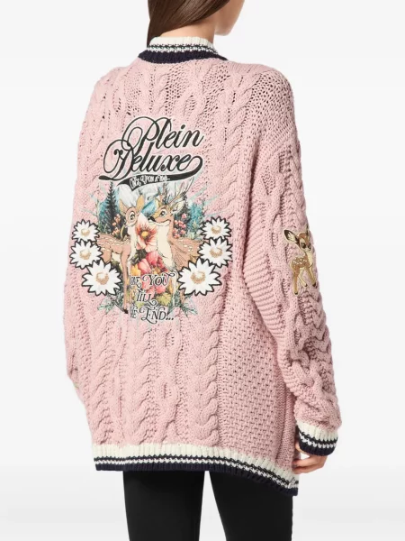 Siuvinėtas megztas kardiganas Philipp Plein rožinė