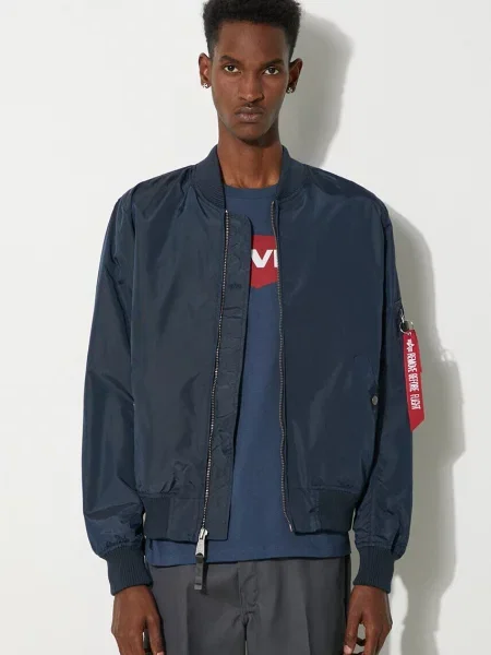 Kurtka przejściowa Alpha Industries ze stójką niebieska