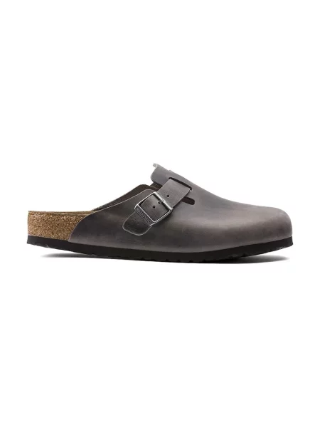 Birkenstock șlapi de piele Boston gri