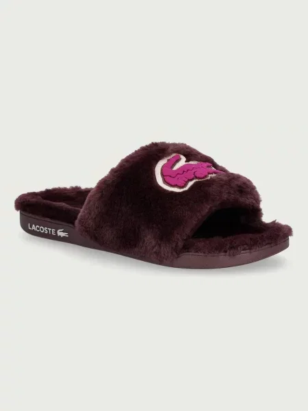 Lacoste șlapi pentru femei cu finisaj plușat Serve Slide Dualiste Slides