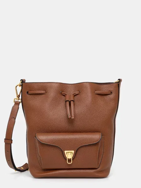 Torebka Coccinelle skórzana brązowa