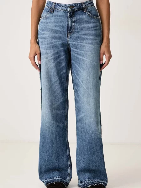 Guess Jeans blugi wide leg pentru femei albastru