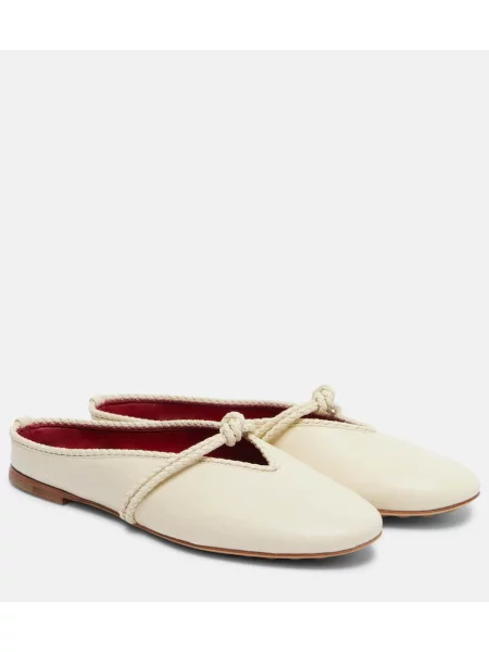 Papuci tip mules Bottega Veneta din piele alb