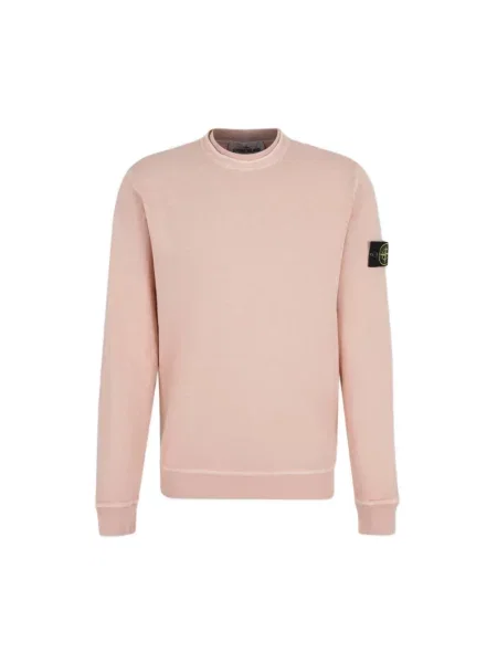 Dzianinowy sweter Stone Island z okrągłym dekoltem z kamieniami różowy