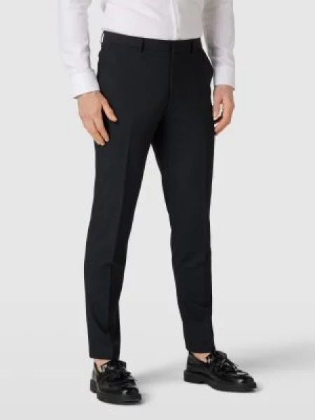 Spodnie do garnituru o kroju slim fit z dodatkiem żywej wełny model ‘Hesten’ Hugo