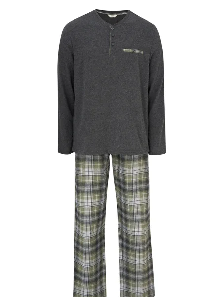 Dagi Dolga pižama antracit / zelena bela