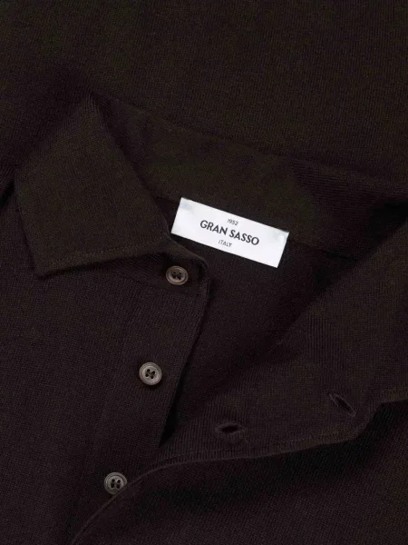 Lung tricou polo Gran Sasso maro
