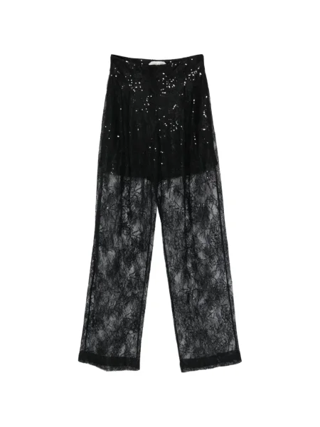 Pantaloni Alberta Ferretti cu paiete din dantelă negru