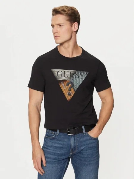 Guess Tricou Negru alb