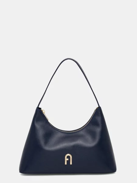 Кожена чанта Furla тъмносиньо