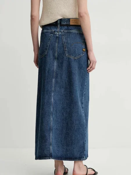 G-Star Raw fusta jeans marin maxi drept albastru