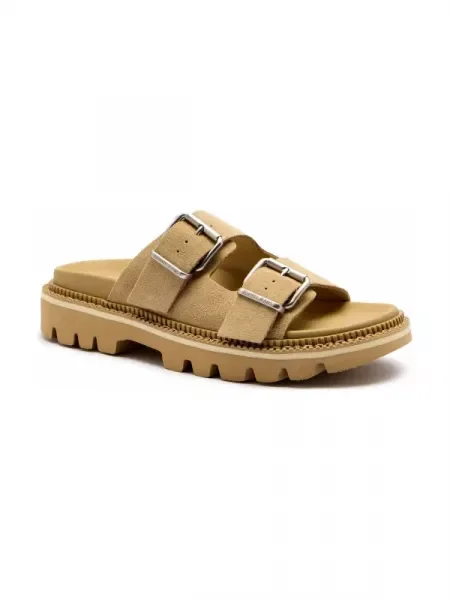 Tommy Jeans Bőr papucs bézs