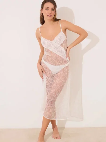 Нощница women'secret дамска от дантела бяло