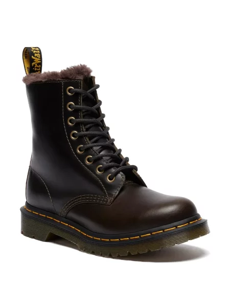 Кожаные утепленные ботинки Dr. Martens на платформе коричневые