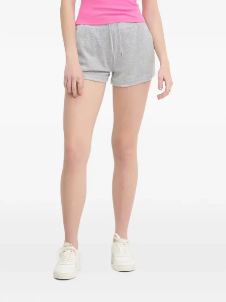 Pantaloni scurți Juicy Couture din velur clasici cu cordon gri