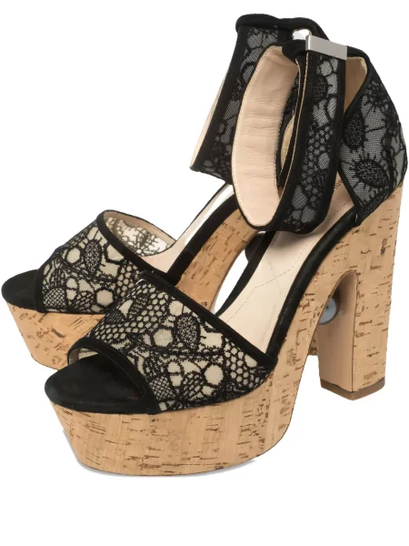 Сандали Nicholas Kirkwood с перли с дантела черно