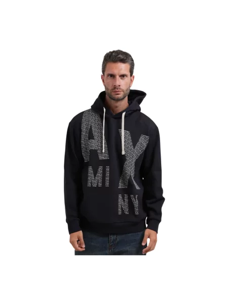 Bluza z kapturem Armani Exchange z logo niebieska