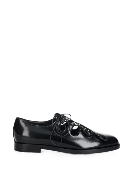 Balerini Max Mara cu șireturi fără toc din dantelă negru
